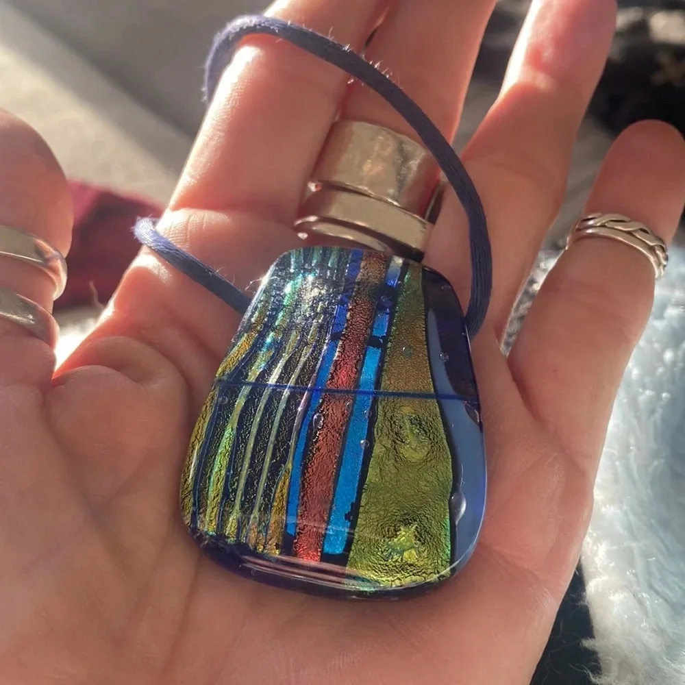 Gorgeous Dichroic Glass Pendant necklace - Picture 3 of 8